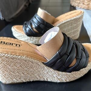 Born Shoes ~aneesa-leather-platform-wedge-espadrille-slides